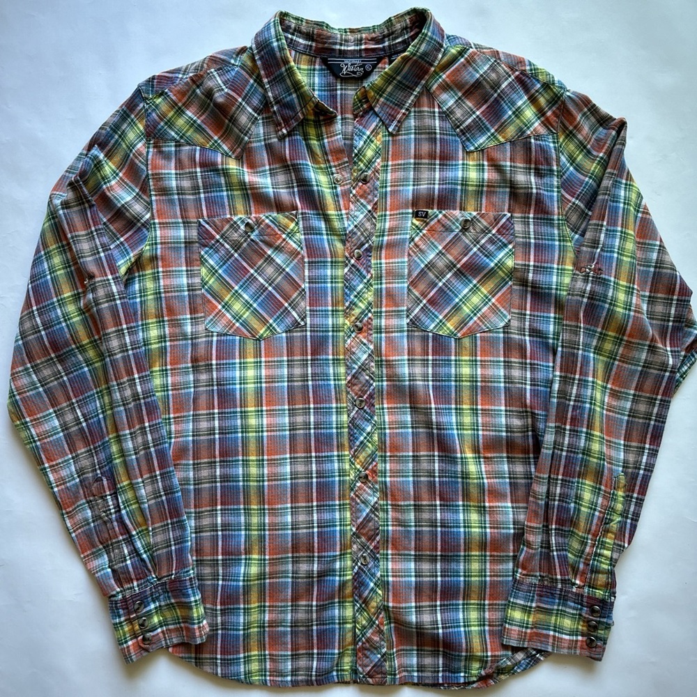 Vintage Salt Valley western long sleeve pearl snap button rancher country shirt
